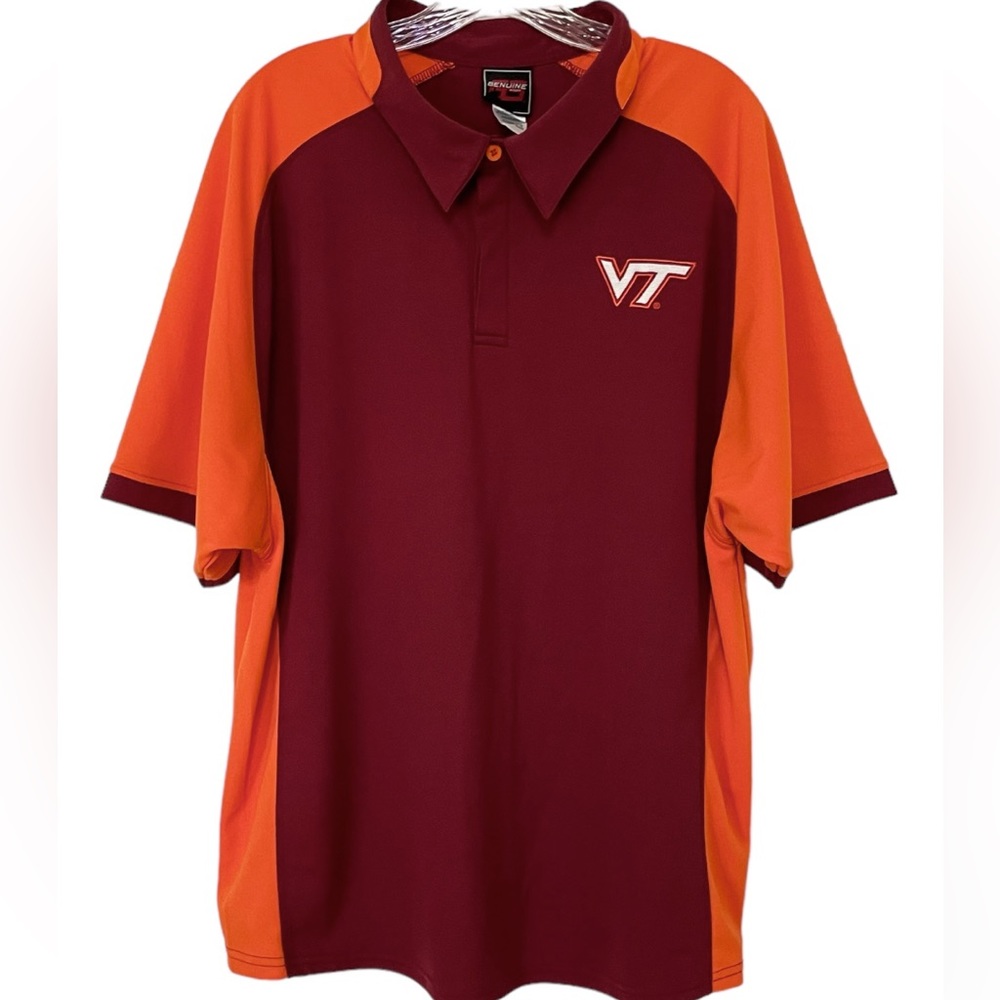 Virginia Tech Performance Fabric Polo Shirt Men’s XL Chicago Maroon Burnt Orange